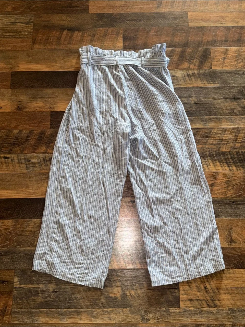 Banana Republic Blue and White Striped Wide-Leg Linen Blend Pants